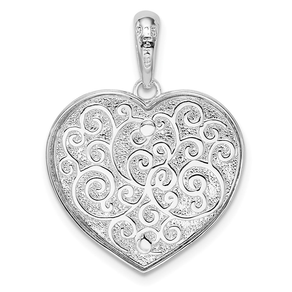Silber/14K Bicolor De-ani Sterlingsilber Rhodiniert Fantasie Herz mit 14K Akzente Anhänger