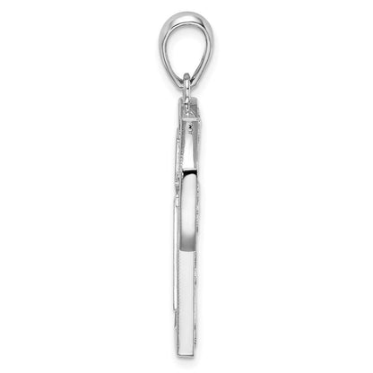 Silber/14K Bicolor De-ani Sterlingsilber Rhodiniert Poliert Fantasie Kreuz mit 14K Akzente Anhänger