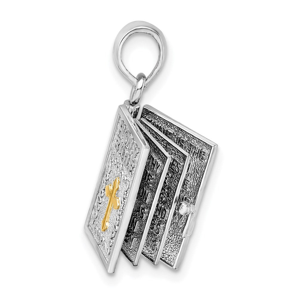 Silber/14K Bicolor De-ani Sterlingsilber Rhodiniert 3d Lords Gebet Heilig Bible mit 14K Anhänger