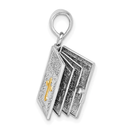 Silber/14K Bicolor De-ani Sterlingsilber Rhodiniert 3d Lords Gebet Heilig Bible mit 14K Anhänger