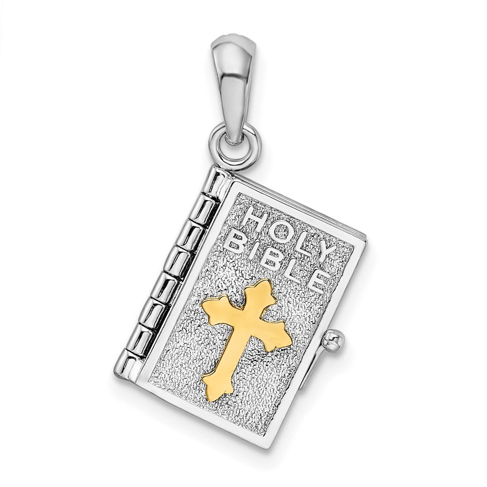 Silber/14K Bicolor De-ani Sterlingsilber Rhodiniert Poliert 3d Lords Gebet Heilig Bible Anhänger
