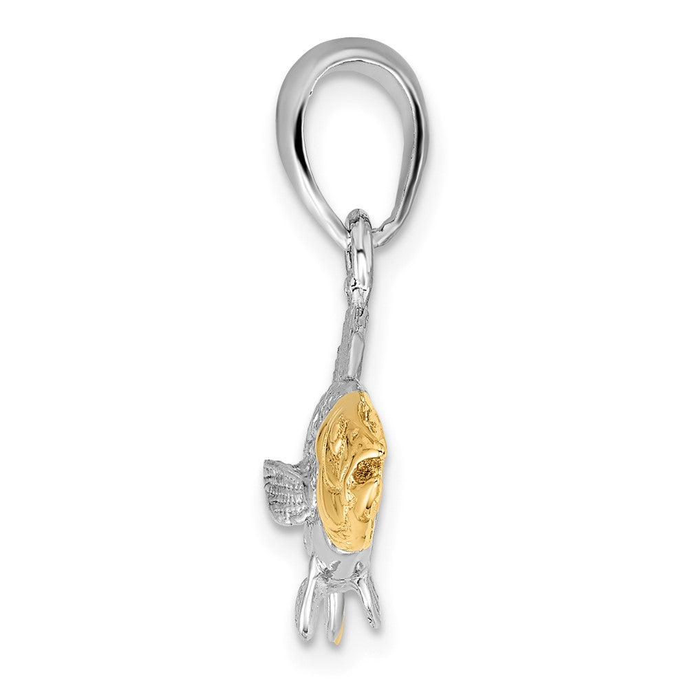 Silber/14K Bicolor Sterlingsilber Strukturiert Redfish mit 14K Akzente Anhänger