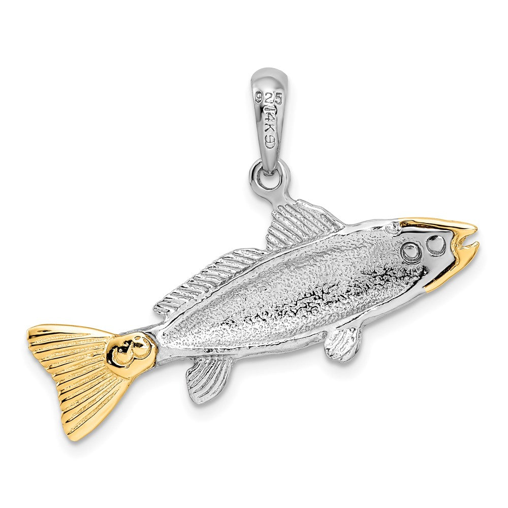Silber/14K Bicolor Sterlingsilber Strukturiert Redfish mit 14K Akzente Anhänger