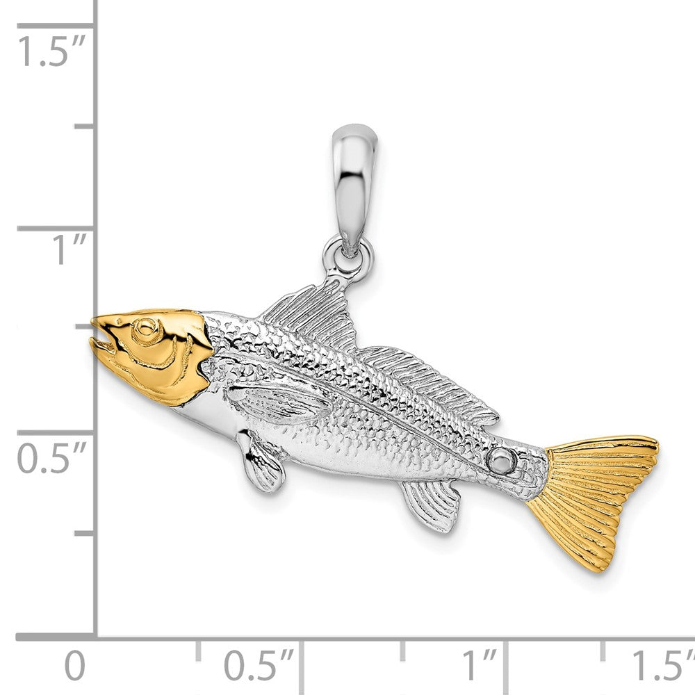 Silber/14K Bicolor Sterlingsilber Strukturiert Redfish mit 14K Akzente Anhänger