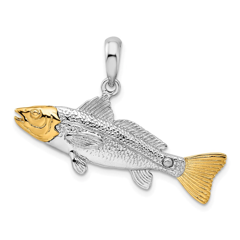 Silber/14K Bicolor Sterlingsilber Strukturiert Redfish mit 14K Akzente Anhänger