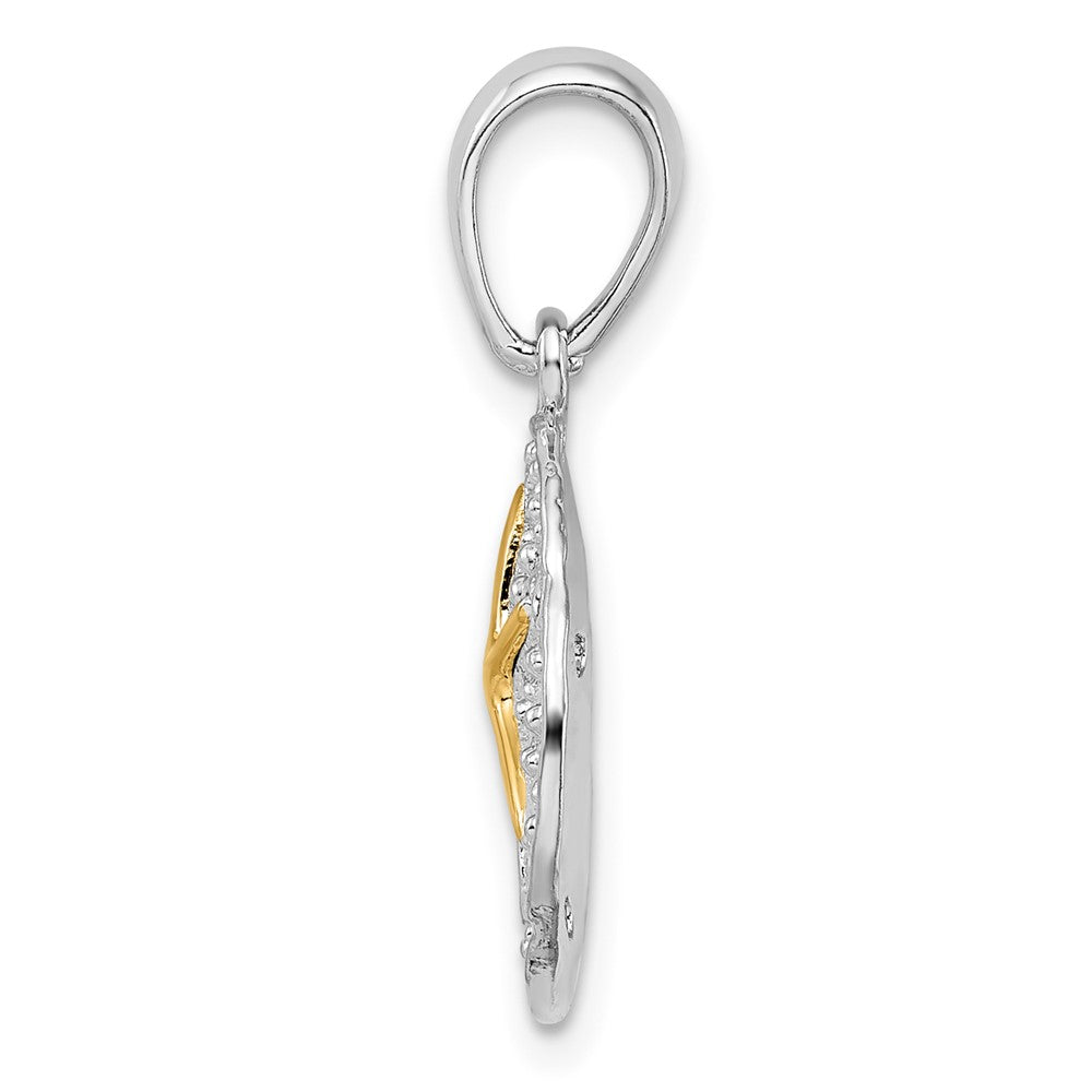 Silber/14K Bicolor De-ani Sterlingsilber Rhodiniert Strukturiert Sand Dollar mit 14K Seestern Anhänger