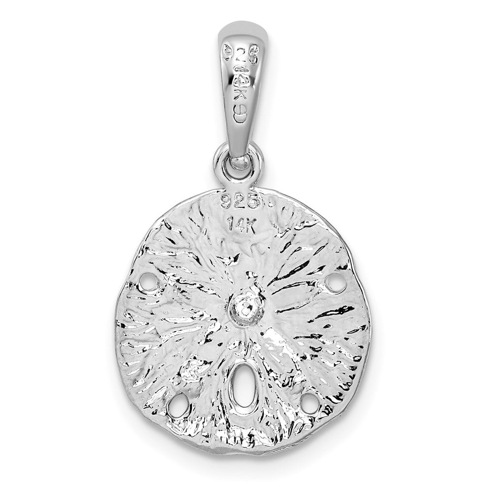 Silber/14K Bicolor De-ani Sterlingsilber Rhodiniert Strukturiert Sand Dollar mit 14K Seestern Anhänger