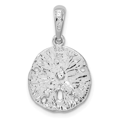 Silber/14K Bicolor De-ani Sterlingsilber Rhodiniert Strukturiert Sand Dollar mit 14K Seestern Anhänger