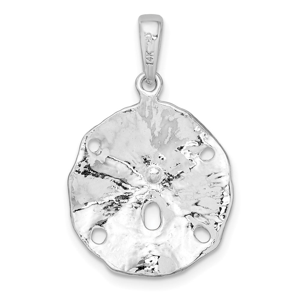 Silber/14K Bicolor De-ani Sterlingsilber Rhodiniert Strukturiert Sand Dollar mit 14K Akzente Anhänger
