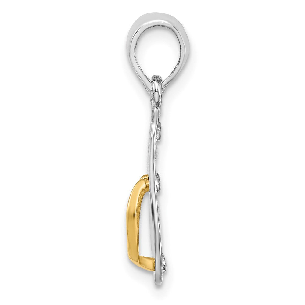 Silber/14K Bicolor De-ani Sterlingsilber Rhodiniert Strukturiert 3d Flip-flop mit 14 Straps Anhänger