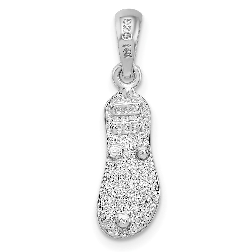 Silber/14K Bicolor De-ani Sterlingsilber Rhodiniert Strukturiert 3d Flip-flop mit 14 Straps Anhänger