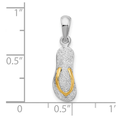 Silber/14K Bicolor De-ani Sterlingsilber Rhodiniert Strukturiert 3d Flip-flop mit 14 Straps Anhänger