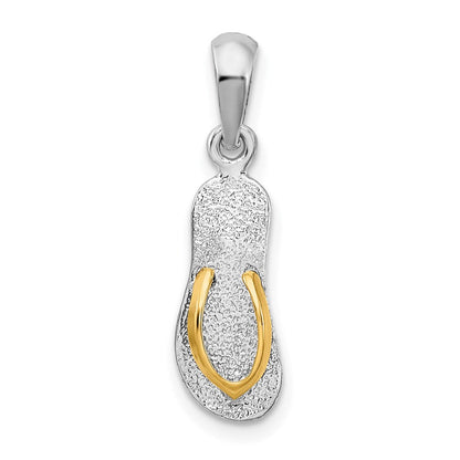 Silber/14K Bicolor De-ani Sterlingsilber Rhodiniert Strukturiert 3d Flip-flop mit 14 Straps Anhänger