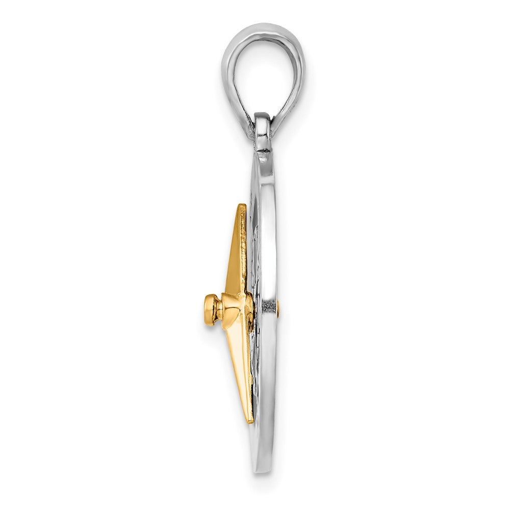 Silber/14K Bicolor De-ani Sterlingsilber Rhodiniert Emailliert Kompass mit 14K Moving Needle Anhänger