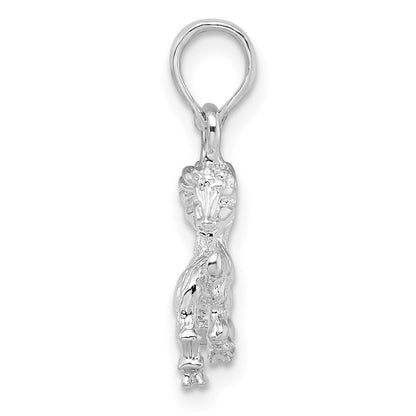 Sterlingsilber De-ani Rhodiniert Poliert 3d Capricorn Tierkreis Anhänger