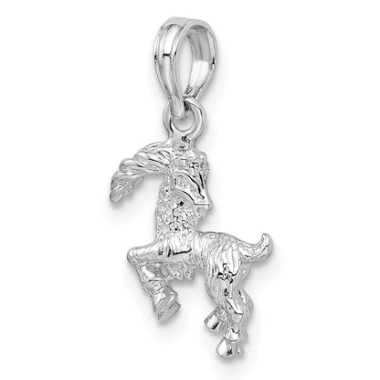 Sterlingsilber De-ani Rhodiniert Poliert 3d Capricorn Tierkreis Anhänger