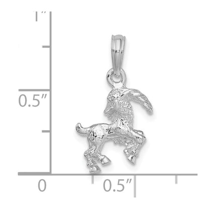 Sterlingsilber De-ani Rhodiniert Poliert 3d Capricorn Tierkreis Anhänger