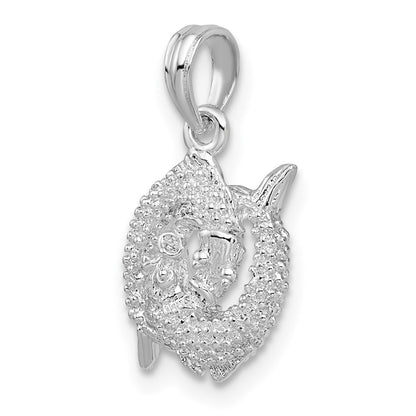 Sterlingsilber De-ani Rhodiniert Poliert 3d Pisces Tierkreis Anhänger