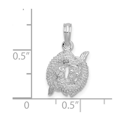 Sterlingsilber De-ani Rhodiniert Poliert 3d Pisces Tierkreis Anhänger