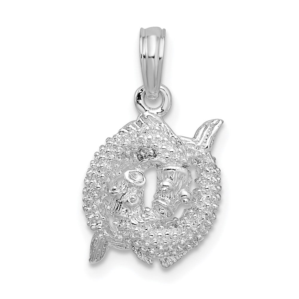 Sterlingsilber De-ani Rhodiniert Poliert 3d Pisces Tierkreis Anhänger