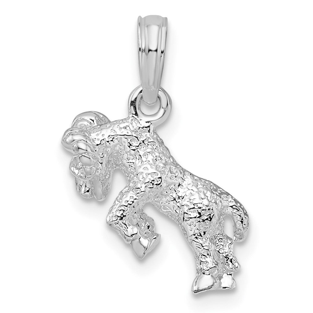 Sterlingsilber De-ani Rhodiniert Poliert 3d Aries Tierkreis Anhänger