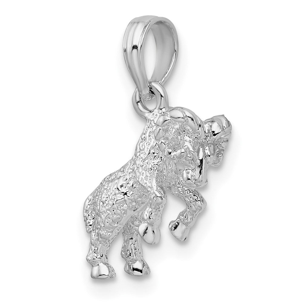 Sterlingsilber De-ani Rhodiniert Poliert 3d Aries Tierkreis Anhänger