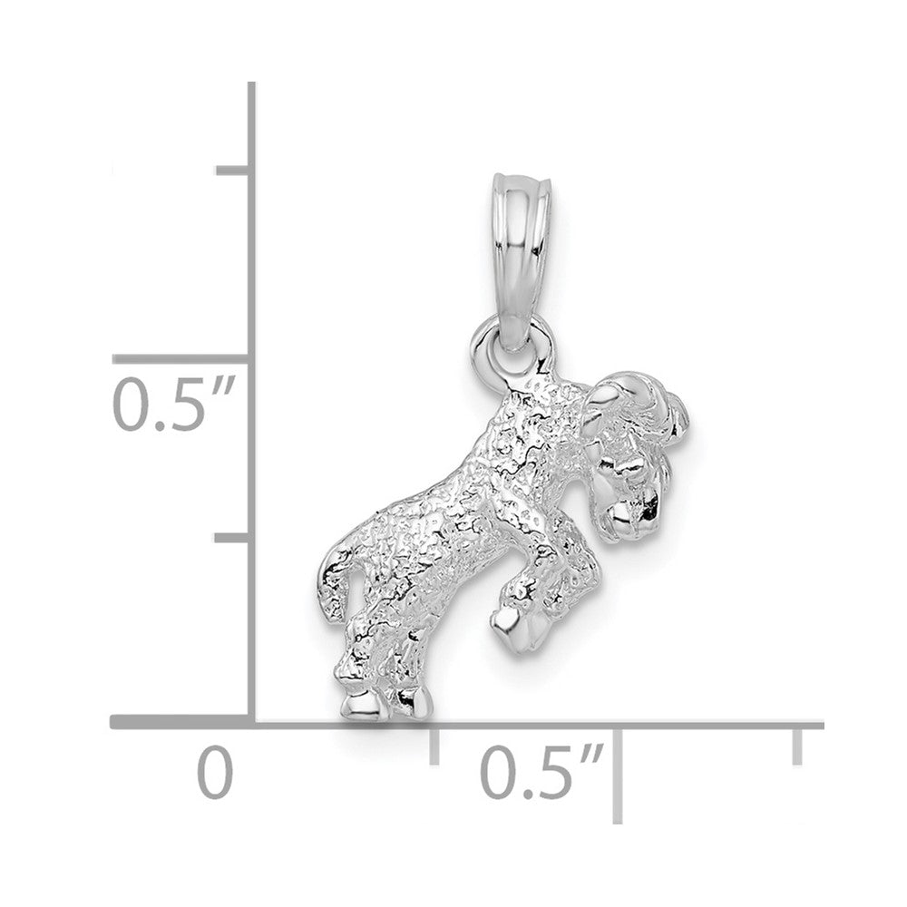 Sterlingsilber De-ani Rhodiniert Poliert 3d Aries Tierkreis Anhänger