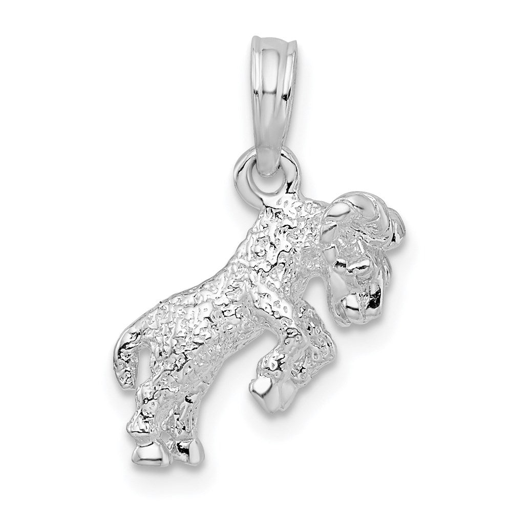 Sterlingsilber De-ani Rhodiniert Poliert 3d Aries Tierkreis Anhänger