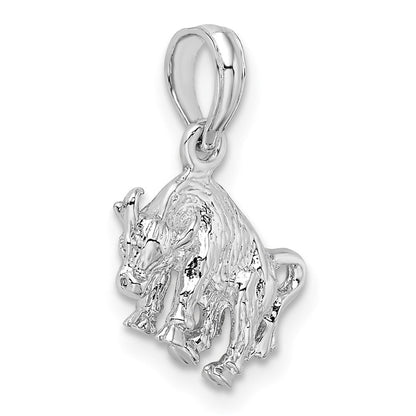 Sterlingsilber De-ani Rhodiniert Poliert 3d Taurus Tierkreis Anhänger