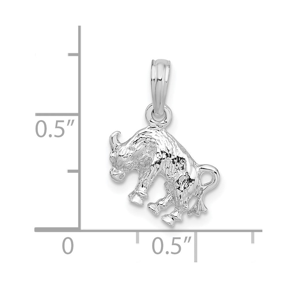 Sterlingsilber De-ani Rhodiniert Poliert 3d Taurus Tierkreis Anhänger