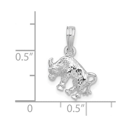 Sterlingsilber De-ani Rhodiniert Poliert 3d Taurus Tierkreis Anhänger