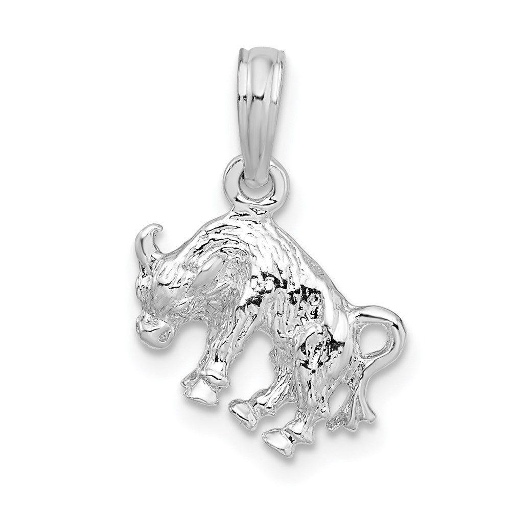 Sterlingsilber De-ani Rhodiniert Poliert 3d Taurus Tierkreis Anhänger