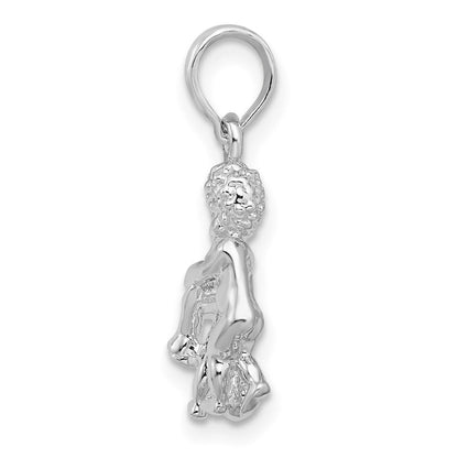 Sterlingsilber De-ani Rhodiniert Poliert 3d Gemini Tierkreis Anhänger