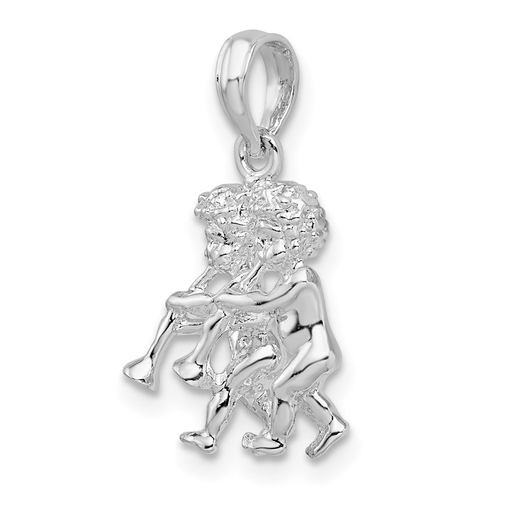 Sterlingsilber De-ani Rhodiniert Poliert 3d Gemini Tierkreis Anhänger