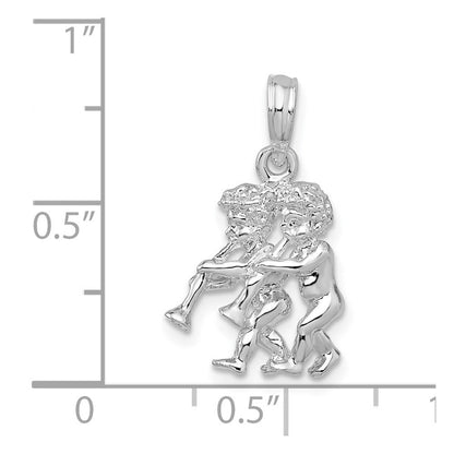 Sterlingsilber De-ani Rhodiniert Poliert 3d Gemini Tierkreis Anhänger