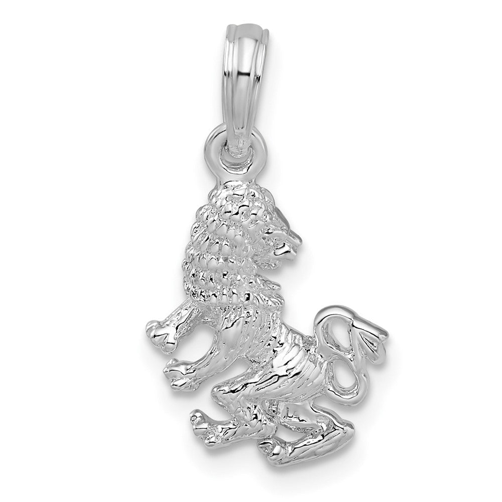Sterlingsilber De-ani Rhodiniert Poliert 3d Leo Tierkreis Anhänger