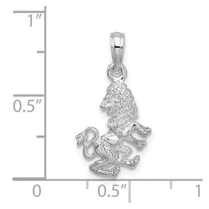 Sterlingsilber De-ani Rhodiniert Poliert 3d Leo Tierkreis Anhänger