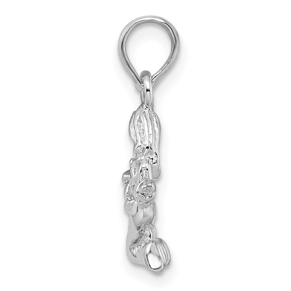 Sterlingsilber De-ani Rhodiniert Poliert 3d Virgo Tierkreis Anhänger