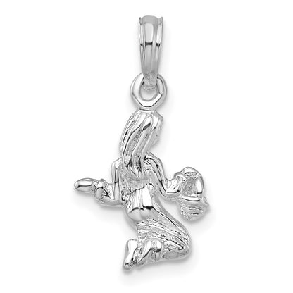 Sterlingsilber De-ani Rhodiniert Poliert 3d Virgo Tierkreis Anhänger
