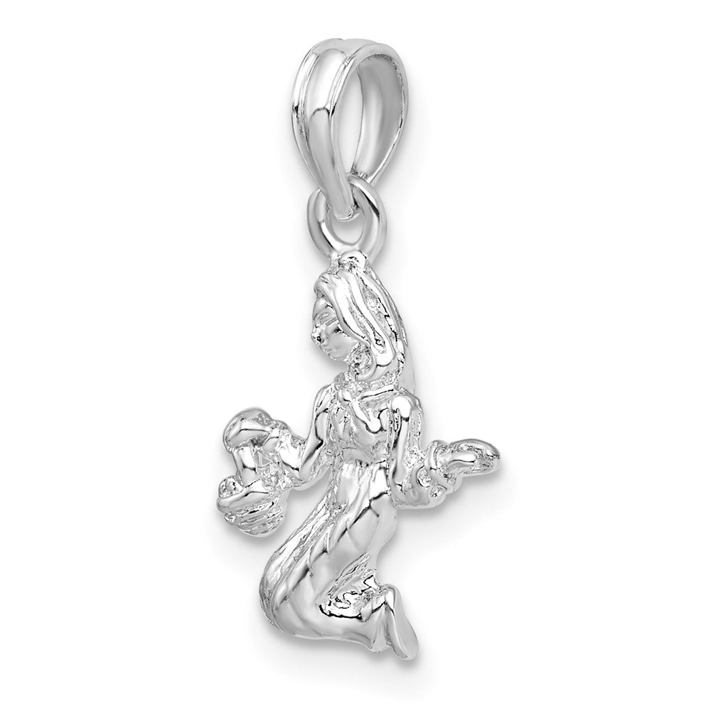 Sterlingsilber De-ani Rhodiniert Poliert 3d Virgo Tierkreis Anhänger