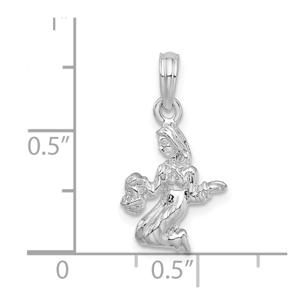 Sterlingsilber De-ani Rhodiniert Poliert 3d Virgo Tierkreis Anhänger