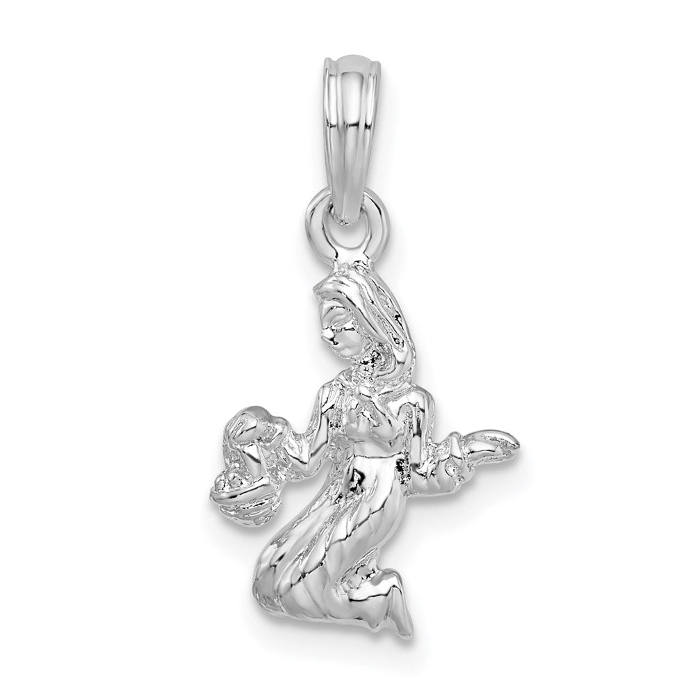 Sterlingsilber De-ani Rhodiniert Poliert 3d Virgo Tierkreis Anhänger