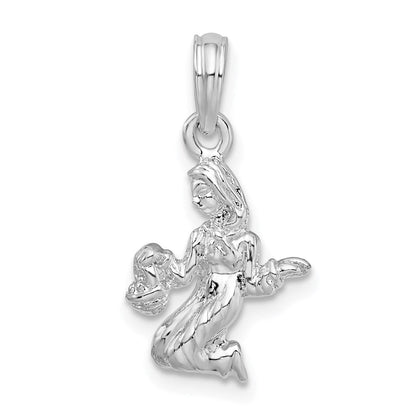 Sterlingsilber De-ani Rhodiniert Poliert 3d Virgo Tierkreis Anhänger