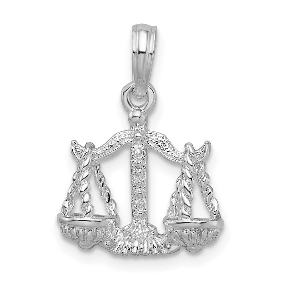 Sterlingsilber De-ani Rhodiniert Poliert 3d Libra Tierkreis Anhänger