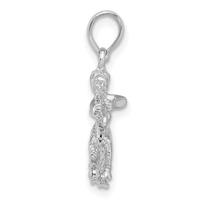 Sterlingsilber De-ani Rhodiniert Poliert 3d Sagittarius Tierkreis Anhänger