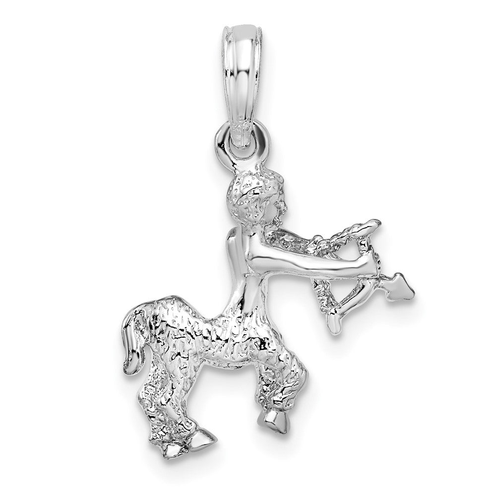 Sterlingsilber De-ani Rhodiniert Poliert 3d Sagittarius Tierkreis Anhänger