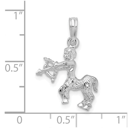 Sterlingsilber De-ani Rhodiniert Poliert 3d Sagittarius Tierkreis Anhänger