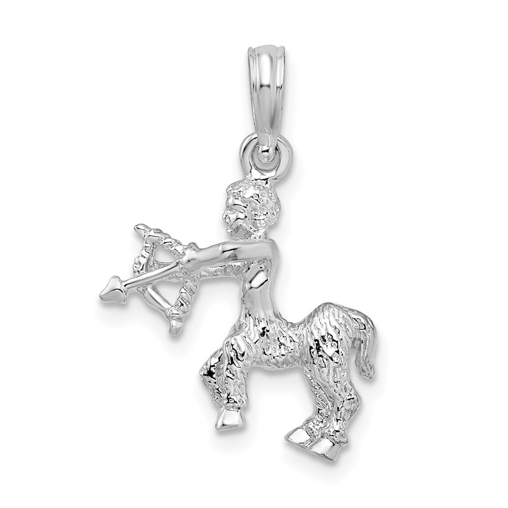 Sterlingsilber De-ani Rhodiniert Poliert 3d Sagittarius Tierkreis Anhänger