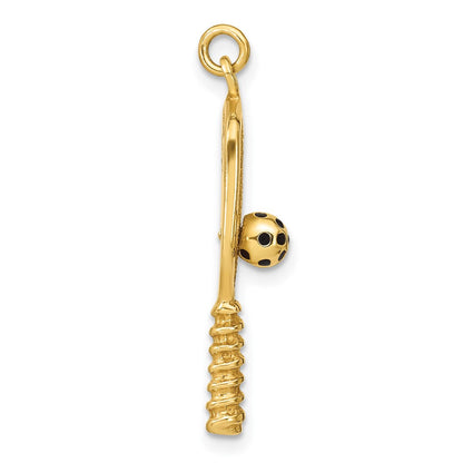 Ss/vergoldet Sterlingsilber Goldfarben und Emaille Pickleball Charm