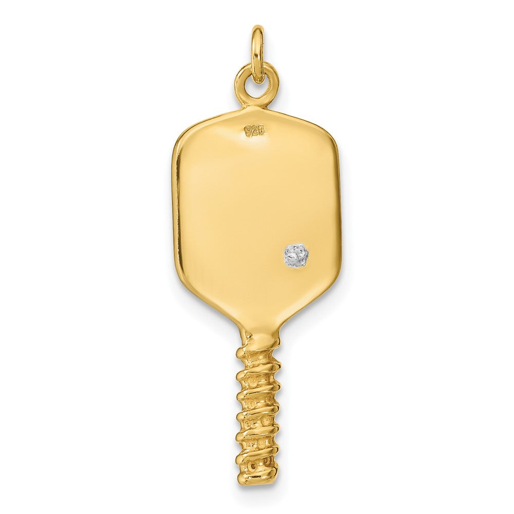 Ss/vergoldet Sterlingsilber Goldfarben und Emaille Pickleball Charm